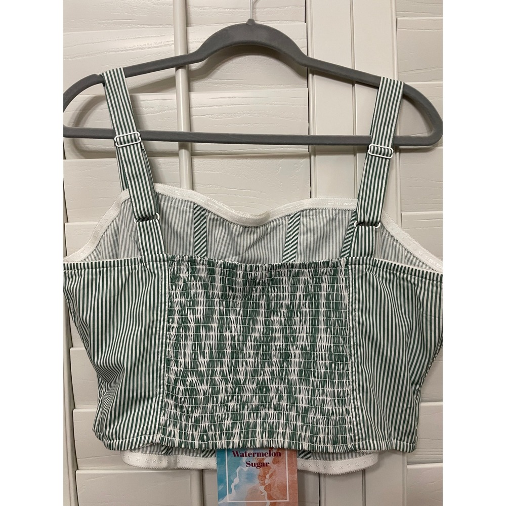 Watermelon Sugar Dana Tank Corset XL Cotton Crochet Trim Peppermint Stripe‎ NWT - Picture 3 of 16